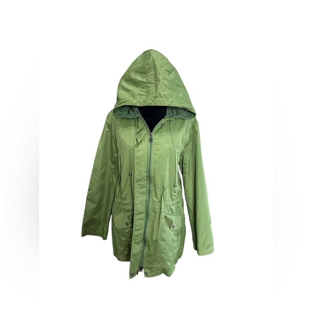 Bold Spirit Green Lightweight Raincoat Utility Anorak Jacket Hooded Women's XL - Picture 2 of 9